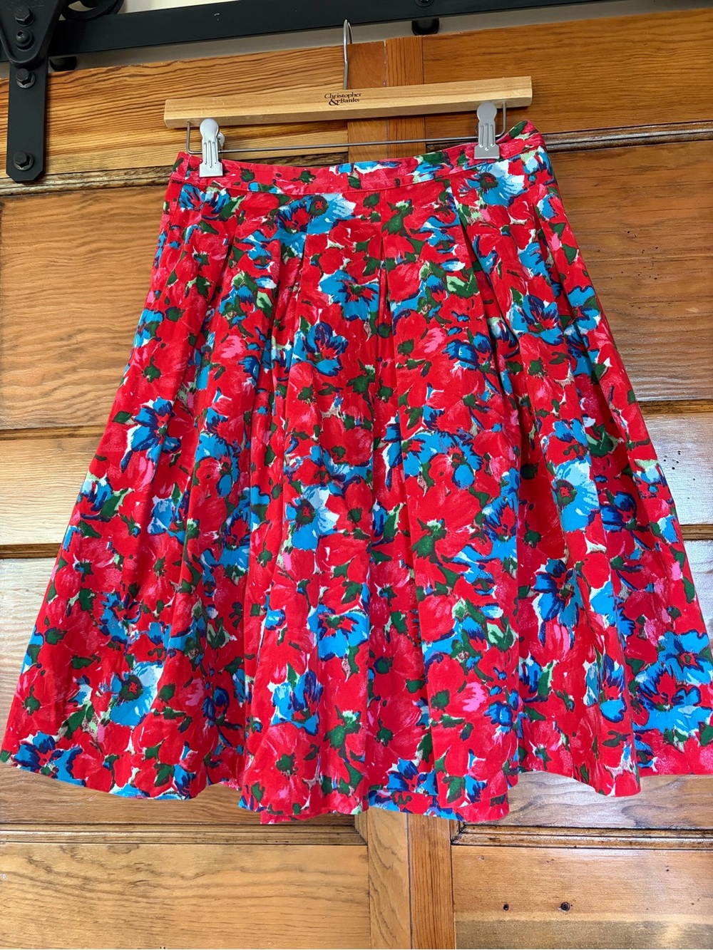 Retro Style Pleated Floral Skirt